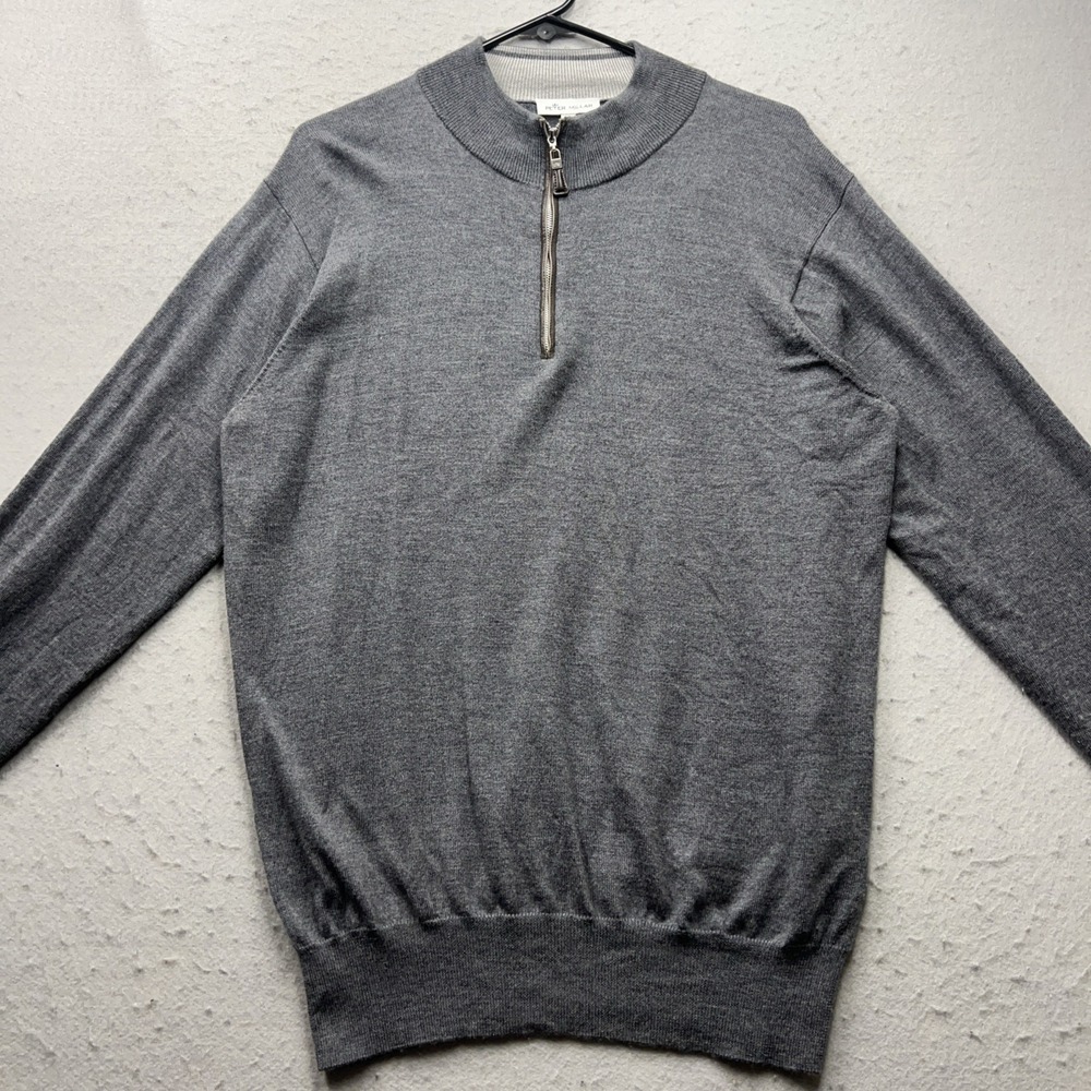 Peter‎ Millar Sweater Mens Large Dark Gray Merino Wool Cashmere Quarter Zip
